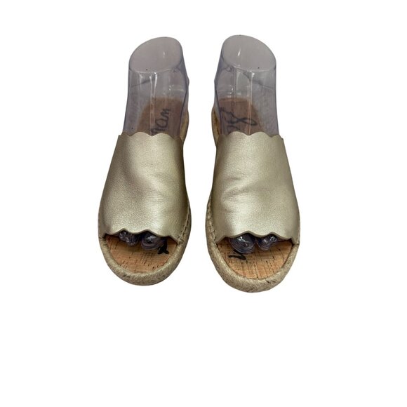 Sam Edelman Slide Size 6.5 Andy Espadrille Gold Slide Sandals - Picture 1 of 13
